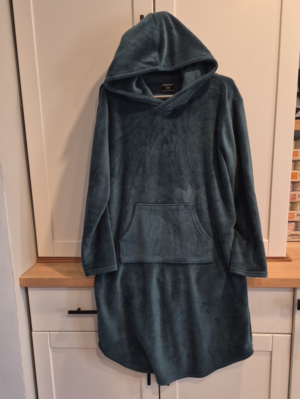 💙 Teal Hooded Plush Long Oversized Sweater